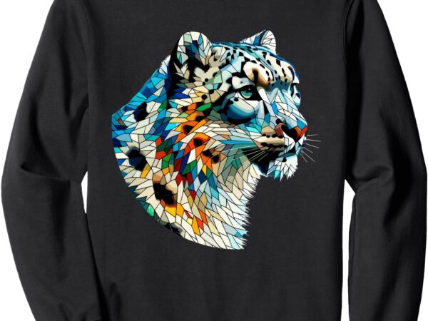 Polygon art snow leopard leopards sweatshirt