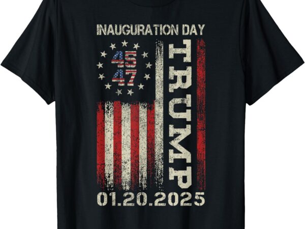 President donald trump inauguration day 2025 usa flag t-shirt