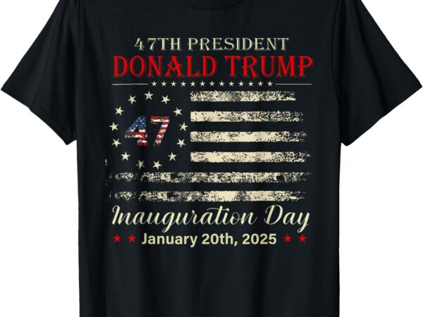 President donald trump inauguration day 2025 vintage us flag t-shirt