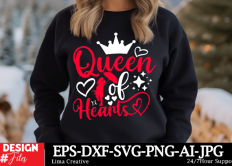 Queen Of Hearts T-shirt Design, Valentine’s Day SVG Bundle, Valentine Day Svg, Valentine Design for Shirts, Valentine Svg, Valentine Cut Fil