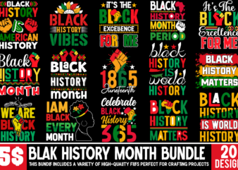 Black History MOnth T-shirt Design BUndle, Black History Month Svg, African American Svg, I am Black History, Black Women Svg, Juneteenth Sv