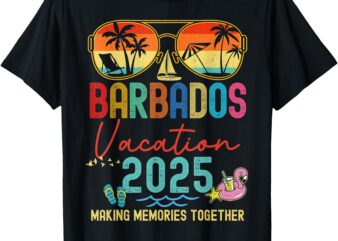 Retro Barbados Vacation 2025 Memories Matching Group Trip T-Shirt