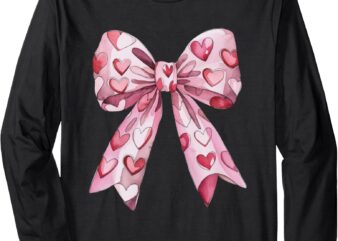 Retro Coquette Bow Valentine’s Heart XOXO Love Design Long Sleeve T-Shirt