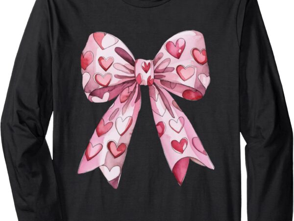 Retro coquette bow valentine’s heart xoxo love design long sleeve t-shirt