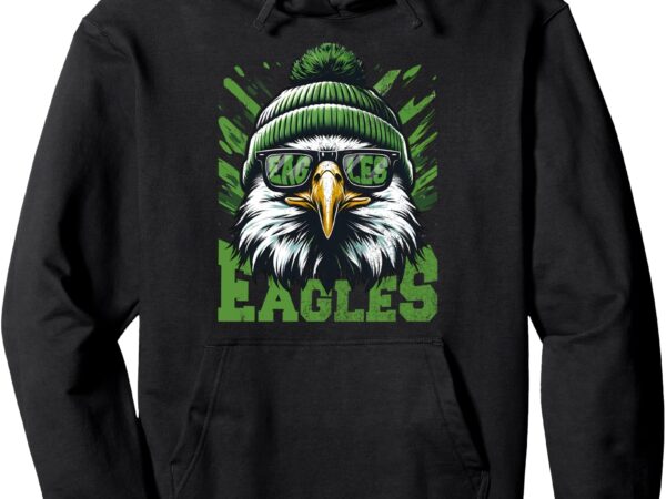 Retro cute face eagles with sunglasses flying bird pullover hoodie t shirt design online