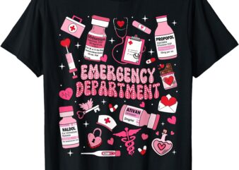 Retro Emergency Department ED ER Nurse Valentines Day Women T-Shirt