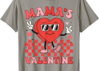 Retro Groovy Mama is My Valentine Cute Heart Boys Girls Kids T-Shirt