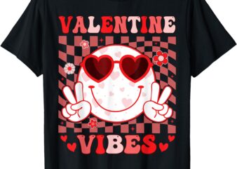 Retro Groovy Valentines Day Shirt Girl Women Valentine Vibes T-Shirt