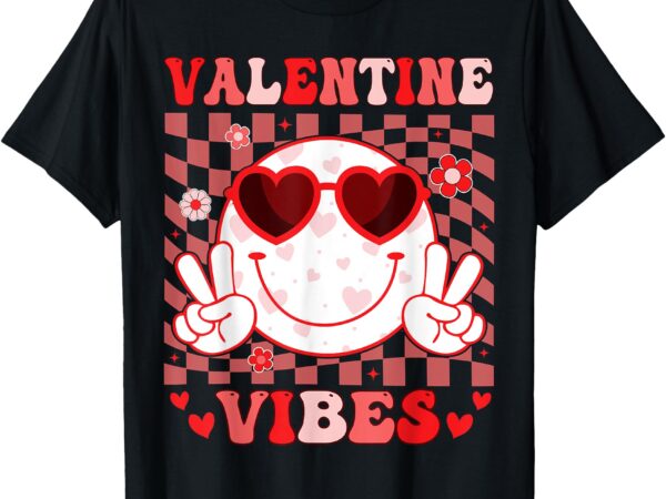 Retro groovy valentines day shirt girl women valentine vibes t-shirt