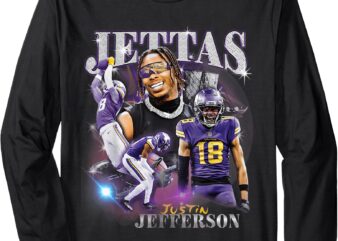 Retro Justin Tee Graphic Jefferson Design 90’s Style Long Sleeve T-Shirt