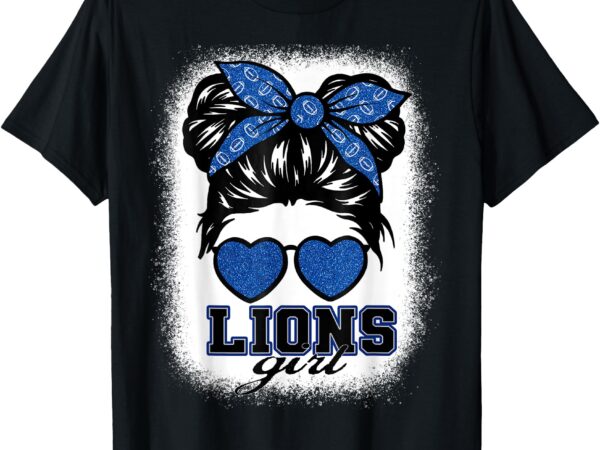 Retro lions girl messy bun women girls kids t-shirt