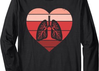 Retro Lung Anatomy RT Respiratory Therapist Valentine Long Sleeve T-Shirt