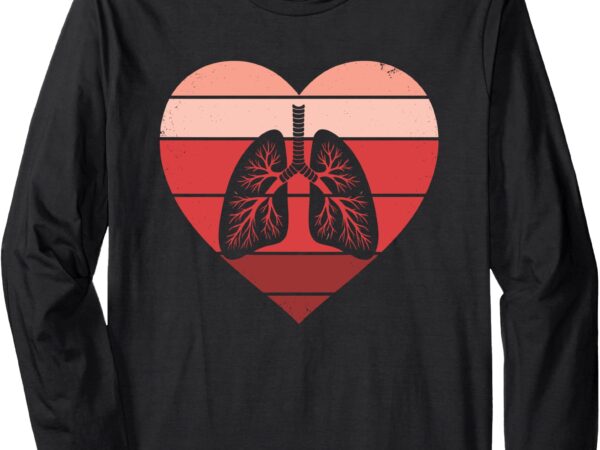 Retro lung anatomy rt respiratory therapist valentine long sleeve t-shirt