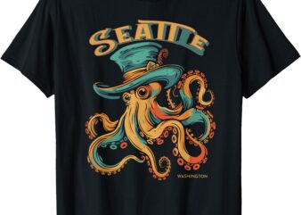 Retro Seattle Washington Giant Pacific Octopus Souvenir T-Shirt