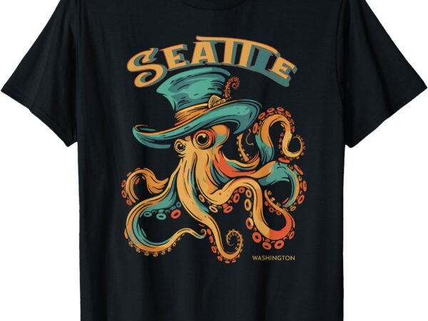 Retro seattle washington giant pacific octopus souvenir t-shirt