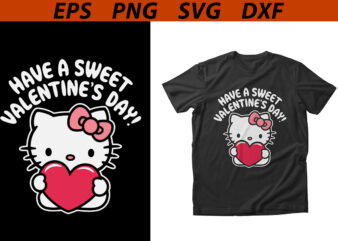 Romantic Cute Cat Valentines Day T-shirt Design