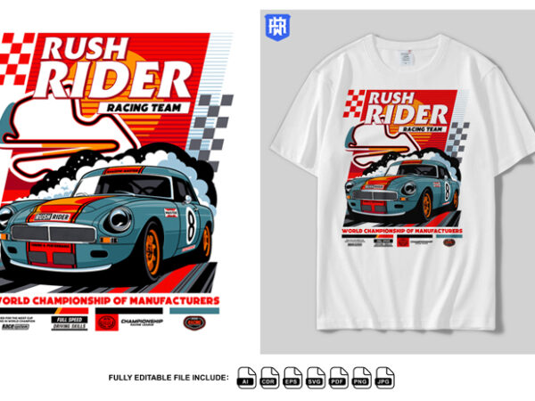 Rush rider world championship of manufacturers t shirt design online