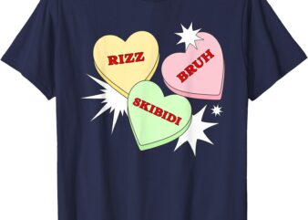 SKIBIDI BRUH RIZZ – Funny Valentine’s Day Love Hearts Slang T-Shirt