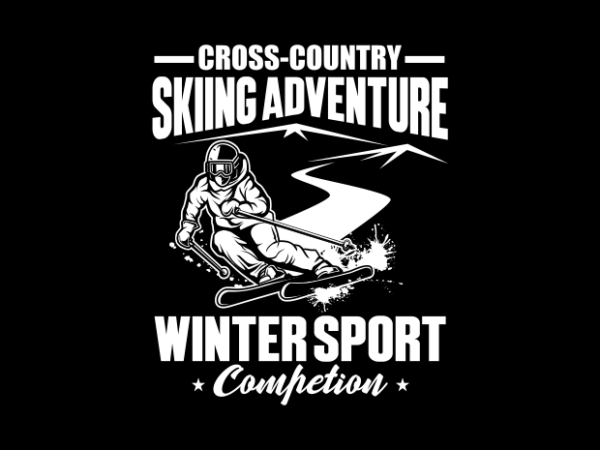 Skiing adventure t shirt template vector