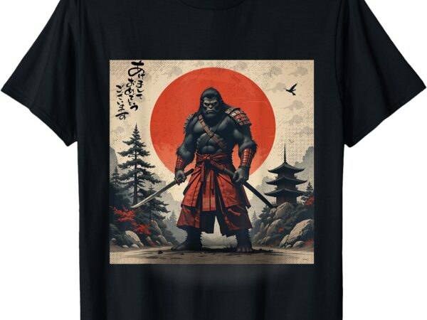 Samurai bigfoot japanese ukiyoe vintage funny anime art tee t-shirt