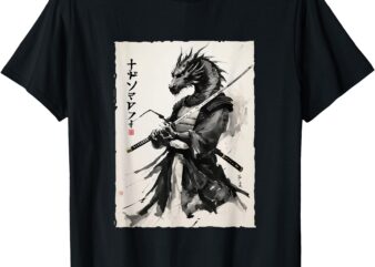 Samurai Dragon Vintage Ukiyo-e Warrior Art Graphic Dragon Ar T-Shirt