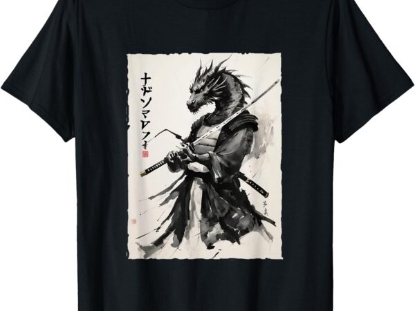 Samurai dragon vintage ukiyo-e warrior art graphic dragon ar t-shirt