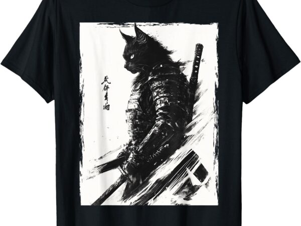 Samurai warrior cat graphic tee vintage japanese art anime t-shirt