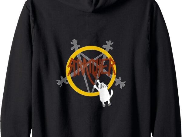 Scratcher! cat metal band parody zip hoodie t shirt template vector