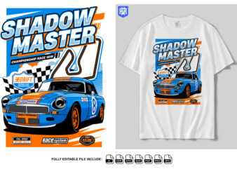 Shadow Master Championship Race Win t shirt template vector