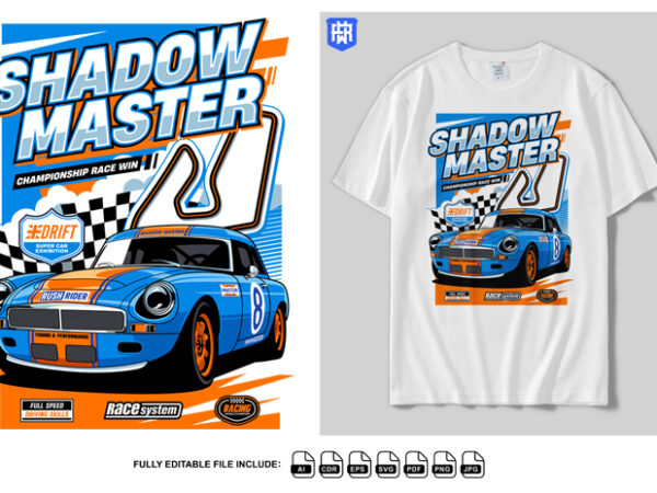 Shadow master championship race win t shirt template vector