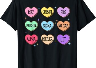 Skibidi Valentine’s Day Candy Heart Funny Valentine Rizz T-Shirt