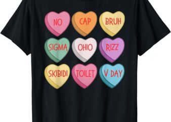 Skibidi Valentine’s Day Rizz Candy Heart Groovy T-Shirt