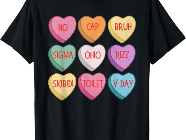 Skibidi valentine’s day rizz candy heart groovy t-shirt