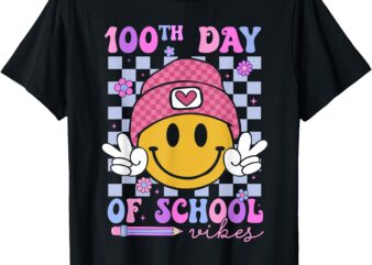 Smile Face 100th Day of School Vibes Shirts For Teacher Kids T-Shirt