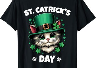 St Patricks Catricks Day Cute Irish Cat Saint Pattys Kids T-Shirt