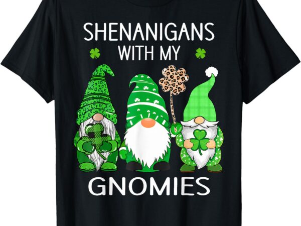 St patricks day lucky shamrock leopard gnomes irish women t-shirt