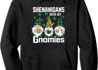 St Patricks Day Lucky Shamrock Leopard Gnomes Pullover Hoodie