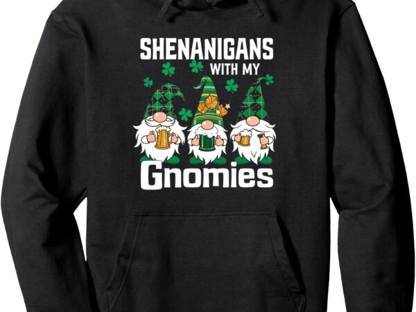 St patricks day lucky shamrock leopard gnomes pullover hoodie t shirt template vector