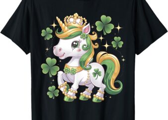 St Patricks Day Toddler Girls Kid Unicorn Shamrock Lepricorn T-Shirt