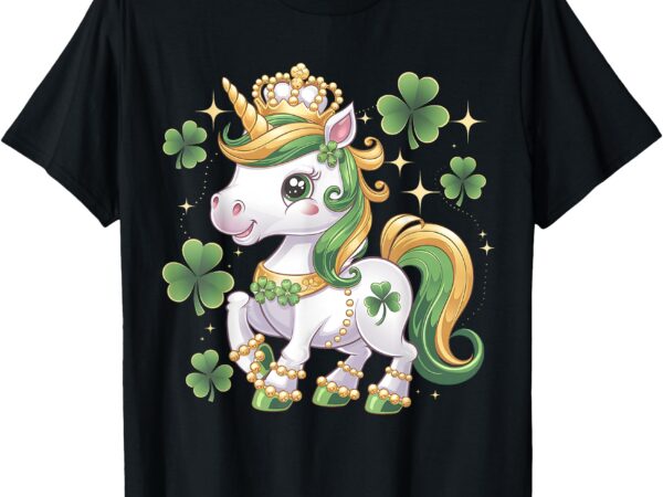 St patricks day toddler girls kid unicorn shamrock lepricorn t-shirt