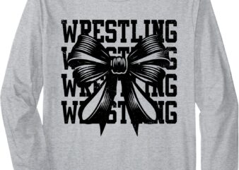 Stacked cCoquette Bow, Wrestling Mama Mother’s Day Long Sleeve T-Shirt