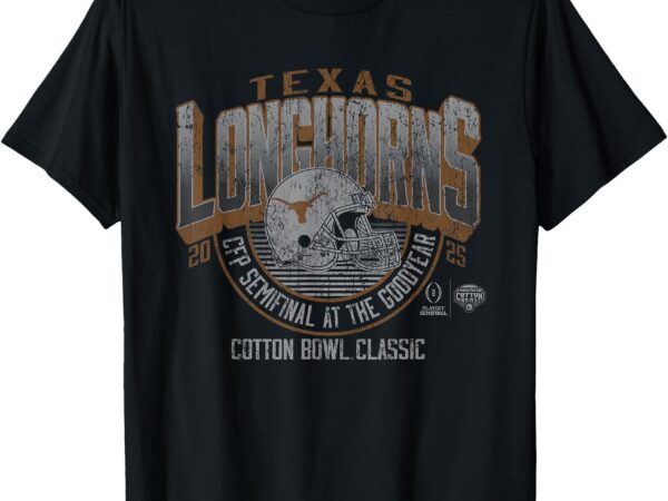 Texas longhorns cfp cotton bowl 2024-25 retro black t-shirt