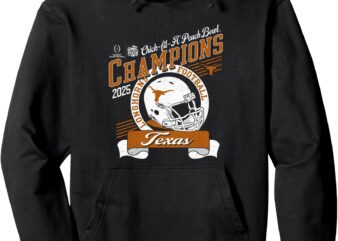 Texas Longhorns Peach Bowl Champs 2025 Black Pullover Hoodie