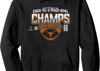 Texas Longhorns Peach Bowl Champs 2025 Football Black Pullover Hoodie t shirt designs for sale