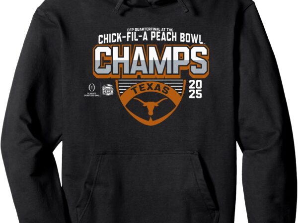 Texas longhorns peach bowl champs 2025 football black pullover hoodie t shirt designs for sale