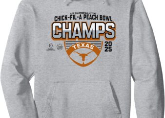 Texas Longhorns Peach Bowl Champs 2025 Football Gray Pullover Hoodie