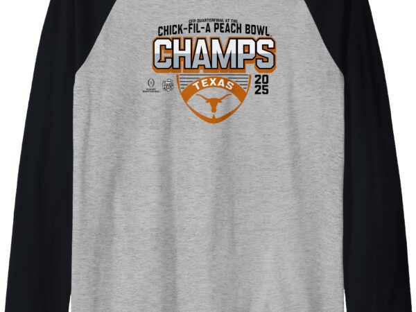 Texas longhorns peach bowl champs 2025 football gray raglan baseball tee t shirt designs for sale