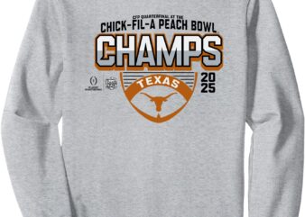 Texas Longhorns Peach Bowl Champs 2025 Football Gray Sweatshirt