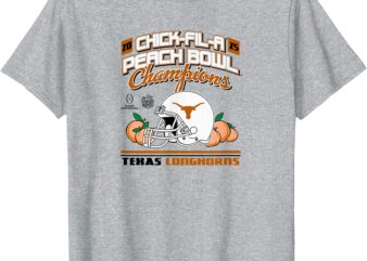 Texas Longhorns Peach Bowl Champs 2025 Helmet Gray T-Shirt