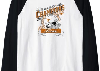 Texas Longhorns Peach Bowl Champs 2025 White Raglan Baseball Tee